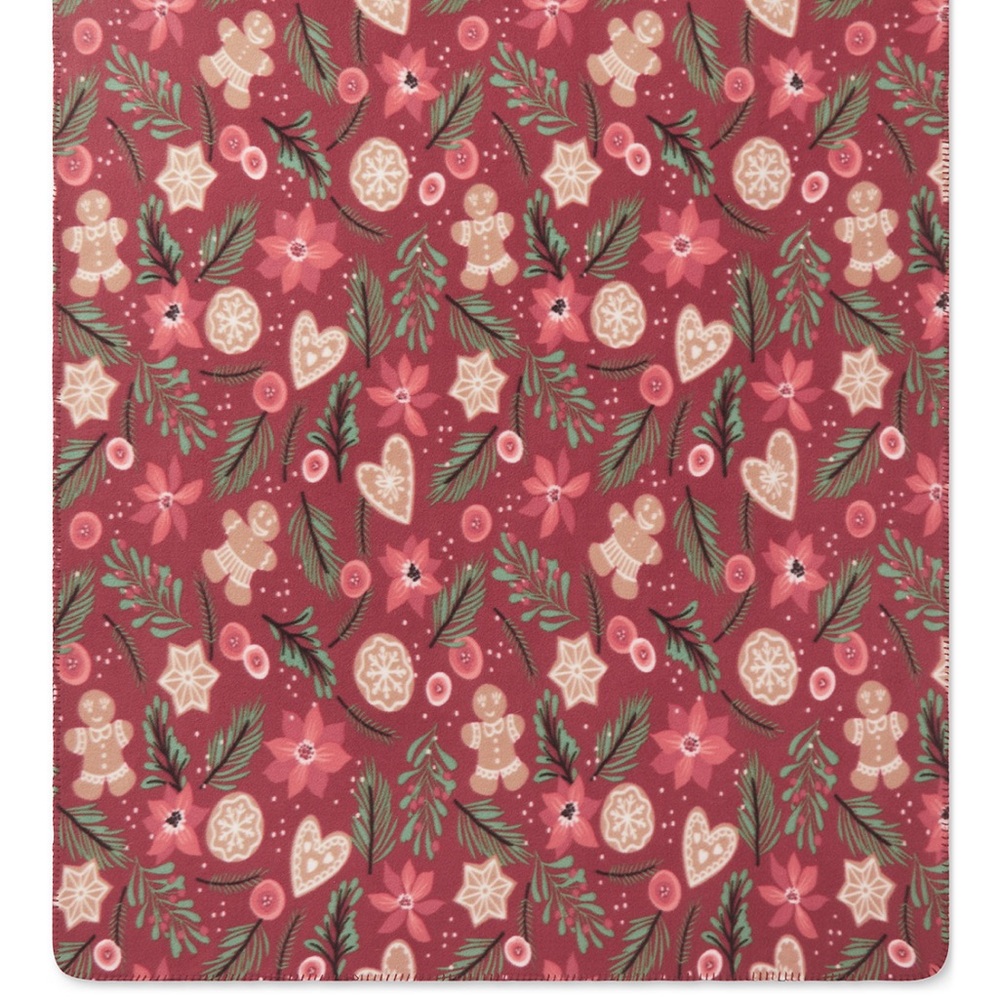 Festive Holiday Blanket with Gingerbread and Pine Design